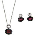 18k Gold over Sterling Silver Garnet and Diamond Jewelry Set