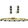 18k Gold over Sterling Silver Sapphire and Diamond Jewelry Set