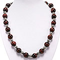 Handmade Tiger Iron and Silver Bead Necklace (Thailand)