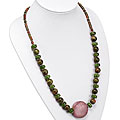 Silver Rhodonite/ Unakite Jasper/ Jade Bead Necklace (Thailand)