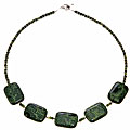 Sterling Silver Green/ Black Jasper Necklace (Thailand)