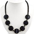 Sterling Silver Black/ White Sardonyx Necklace (Thailand)