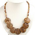 Sterling Silver Brown Zebra Jasper Bead Necklace (Thailand)