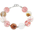 Sterling Silver Pink/ Brown Quartz Bead Bracelet (Thailand)