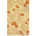Hand-tufted Tropical Orange Floral Rug (5' x 8')