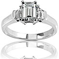 Certified 18k Gold 1 3/5ct TDW Emerald Diamond Engagement Ring (G-H, VS2-SI) (Size 6.25)