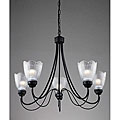 Clear Glass Shade Matte Black Iron Chandelier