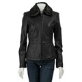Avanti Women's Faux Mink Collar Leather Jacket