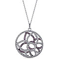 Sterling Silver Created Pink and White Sapphire Circle Necklace