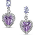 10k Gold Amethyst and Tanzanite Earrings