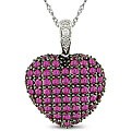 14k White Gold Ruby and Diamond Accent Heart Necklace