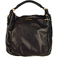 Prada Cervo Shine Black Hobo Bag