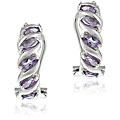 Sterling Silver Amethyst Half Hoop Earrings
