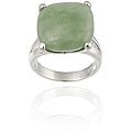 Sterling Silver Square Green Jade Ring
