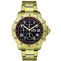 Invicta II Men's Goldplated Black and Red Dial Chronograph Watch
