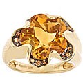 14k Yellow Gold Citrine and Orange Sapphire Ring