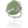 Sterling Silver Pear-shaped Green Jade Ring