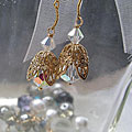 Diamond and Rust Goldfill Vermeil Vintage Crystal Earrings (USA)