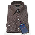 Domani 'Brio Uomo' Men's Brown/ White Polka Dot Shirt