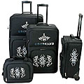 Rockland Designer Black Dragon 4-piece Luggage Set