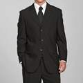 Carlo Lusso Men's Solid Black Three-button Suit