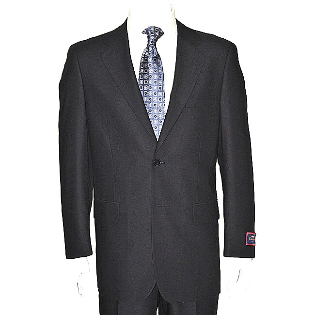 Carlo Lusso Men's Solid Black Two-button Suit