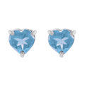 Sterling Silver Created Blue Topaz Heart Stud Earrings