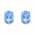 Sterling Silver Blue Topaz 7x5-mm Oval Stud Earrings