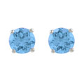 Sterling Silver Blue Topaz Round Stud Earrings