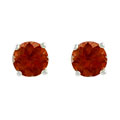 Sterling Silver Garnet Round Stud Earrings