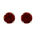 Sterling Silver Garnet Round Stud Earrings