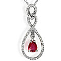 18k Gold Pear Ruby and 1/4ct TDW Diamond Necklace (H-I, SI)