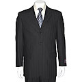 Carlo Lusso Men's Solid Tonal Black Three-button Suit