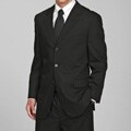 Carlo Lusso Men's Tonal Solid Black Three-button Suit