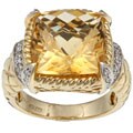 Viducci 14k Gold Citrine and 1/6ct TDW Diamond Ring (Size 7)
