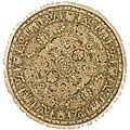 Oushak Hand-knotted Treasures Light Green/ Gold Wool Rug (4' Round)