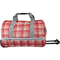 J World Red Plaid 22-inch Expandable Rolling Duffel Bag