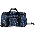 J World Blue Flowers / Hearts Carry-on Rolling Duffel