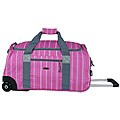 J World Pink Plaid Carry-on Rolling Duffel