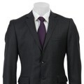 Perry Ellis Men's Dark Grey Pinstripe 2-button Wool Suit