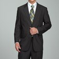 Carlo Lusso Men's Solid Charcoal Grey Two-button Suit