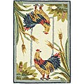 Hand-hooked Roosters Wool Rug (1'8 x 2'6)