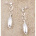 Sterling Silver Long Rice Bead and Link Earrings (Italy)