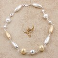 Sterling Silver and Satin Shine Vermeil Satin Two-tone Necklace (Italy)