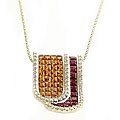 14k Gold Sapphire, Ruby, 1 1/10ct TDW Diamond Necklace (H-I, I1)