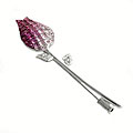 18k Gold Pink Sapphires and 1/8ct TDW Diamond Broach (H-I, SI2)