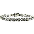 Sterling Silver Marcasite Flower Bracelet