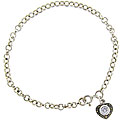 Sterling Silver Marcasite Lavender Cubic Zirconia Heart Charm Bracelet
