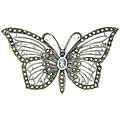 Sterling Silver Marcasite/ Blue Cubic Zirconia Butterfly Brooch