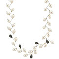 Sterling Silver Marcasite and Pearl Vine Necklace (7 mm)